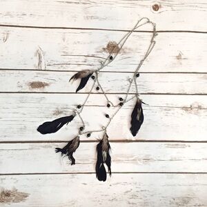 Charming Charlie Black Feather Layering Necklace